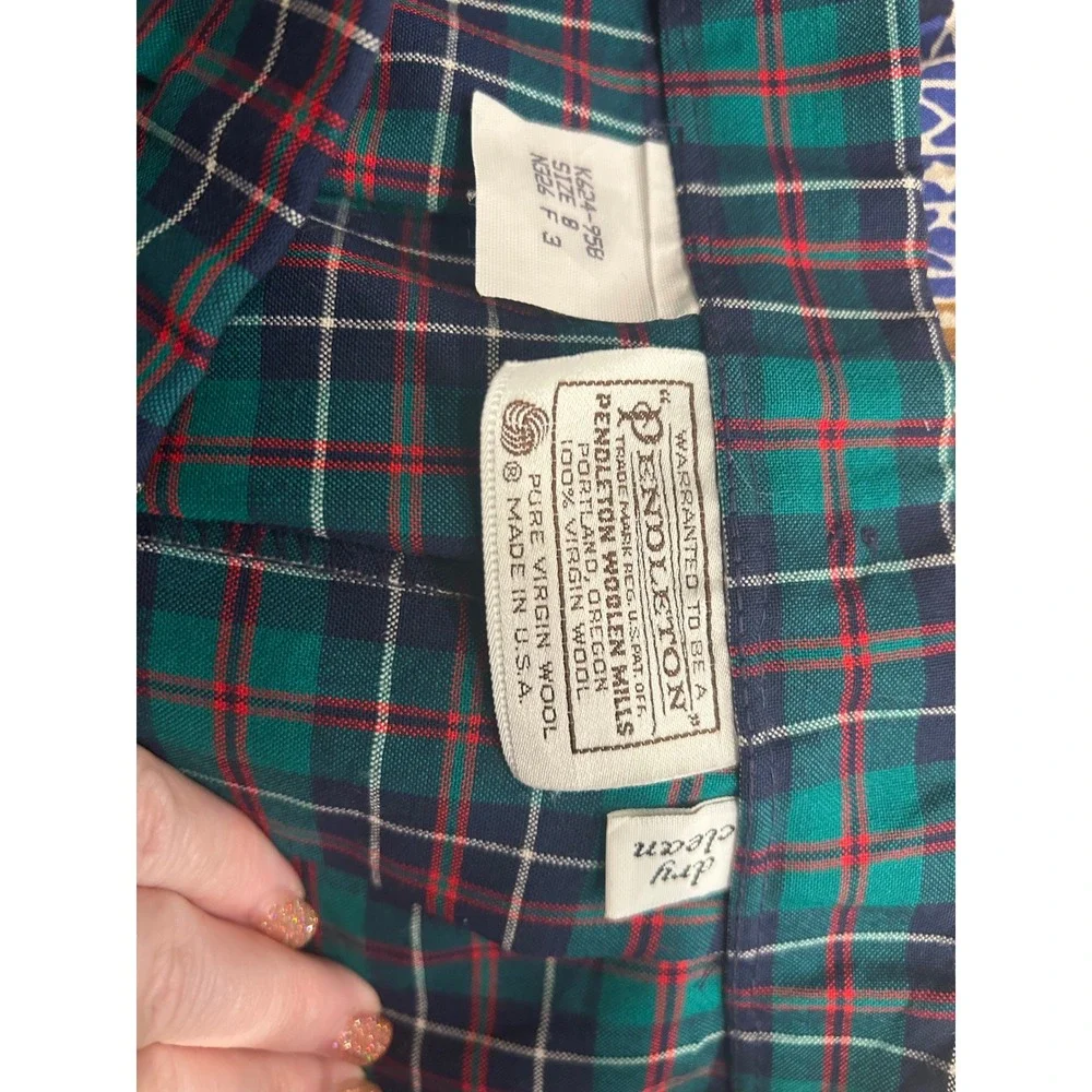 Pendleton Pleated Skirt Green Plaid Wool USA Vintage School Girl Prep Kids 8‎